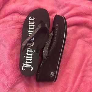 Juicy Couture Black Sandals with Glitter Straps